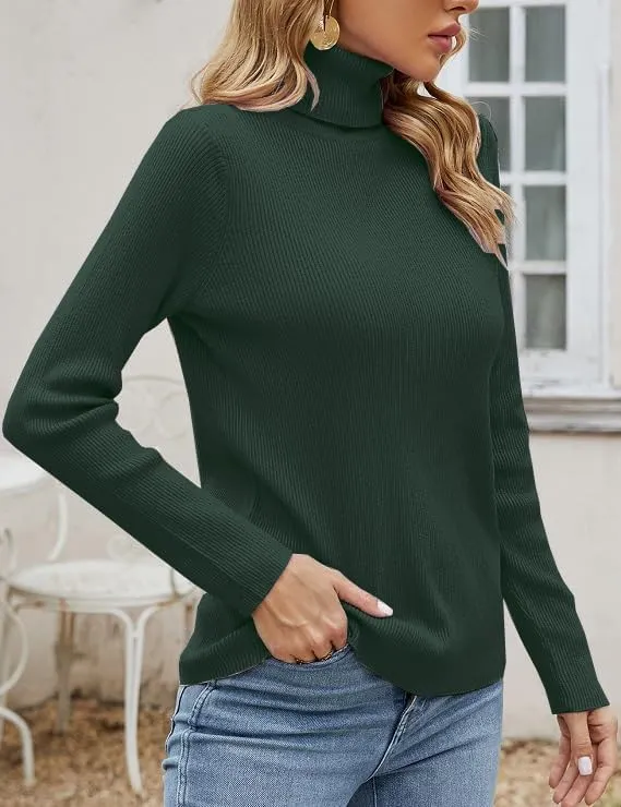 SANGTREE Women's Turtleneck Basic Great Stretchy Slim Fit Sweater