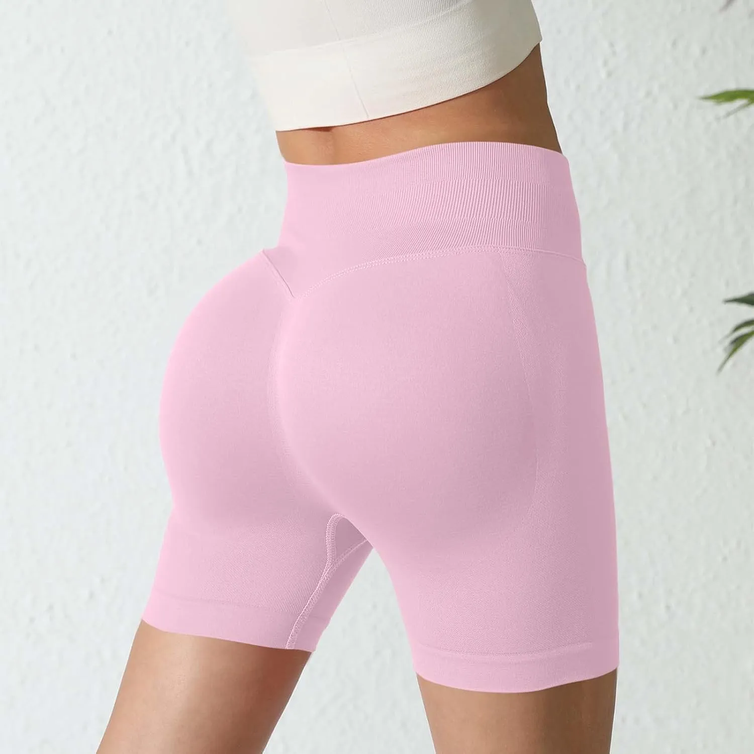 Seamless Biker Shorts for Women, High Waisted Workout Compression Yoga Shorts Gym Running Active Fitness Shorts