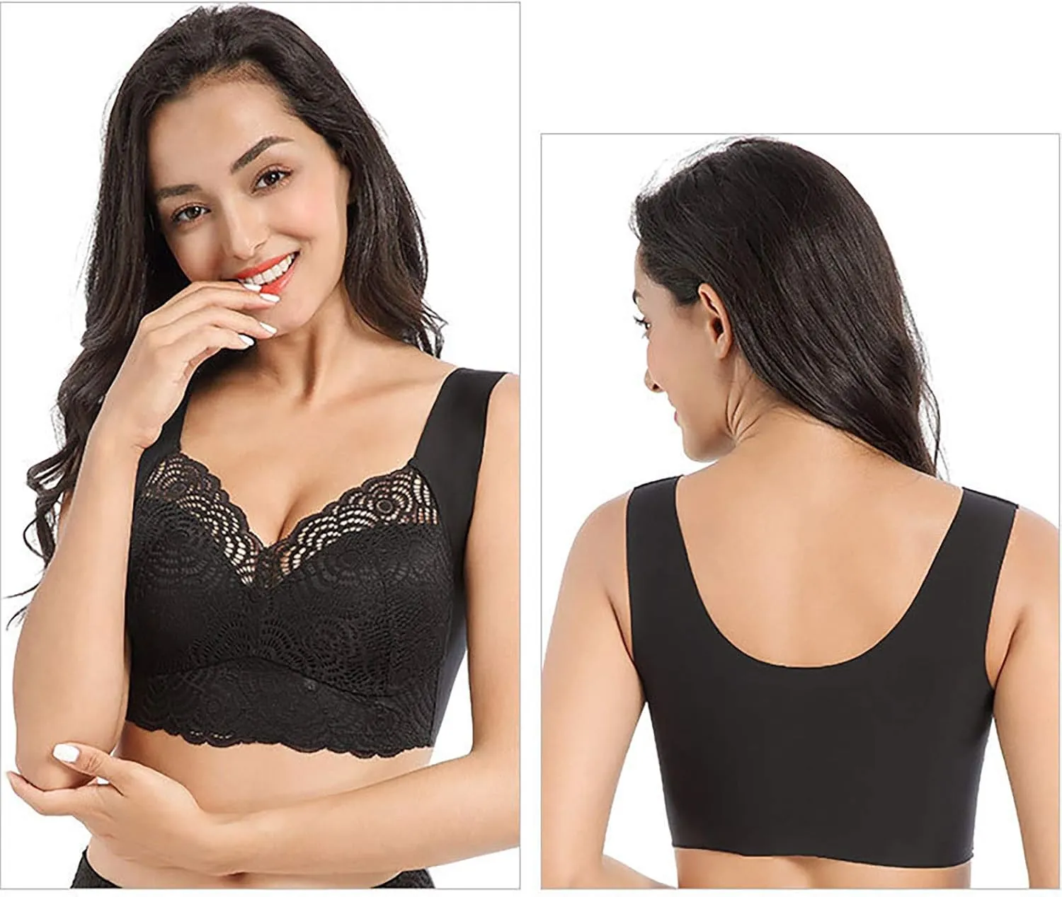Seamless Bras for Women Padded No Underwire Bras Lace Breathable Push Up Bralette Comfort Bra