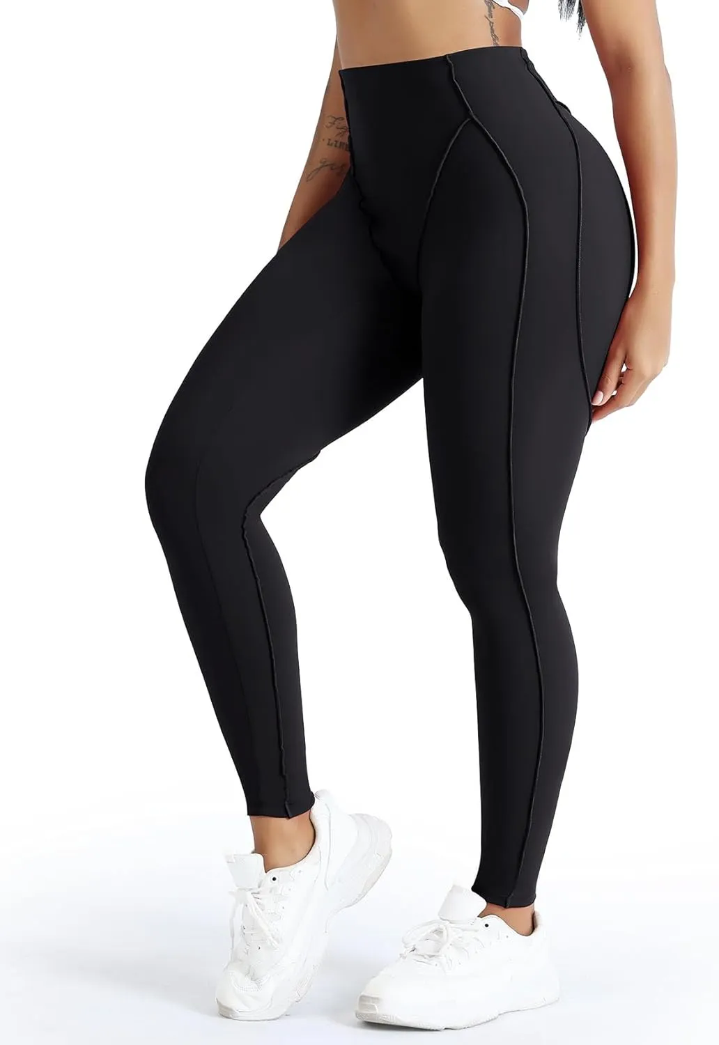 SEASUM Butt Lifting Leggings for Women High Waisted Workout Gym Compression Tummy Control Exposed Lined Seams Yoga Pants
