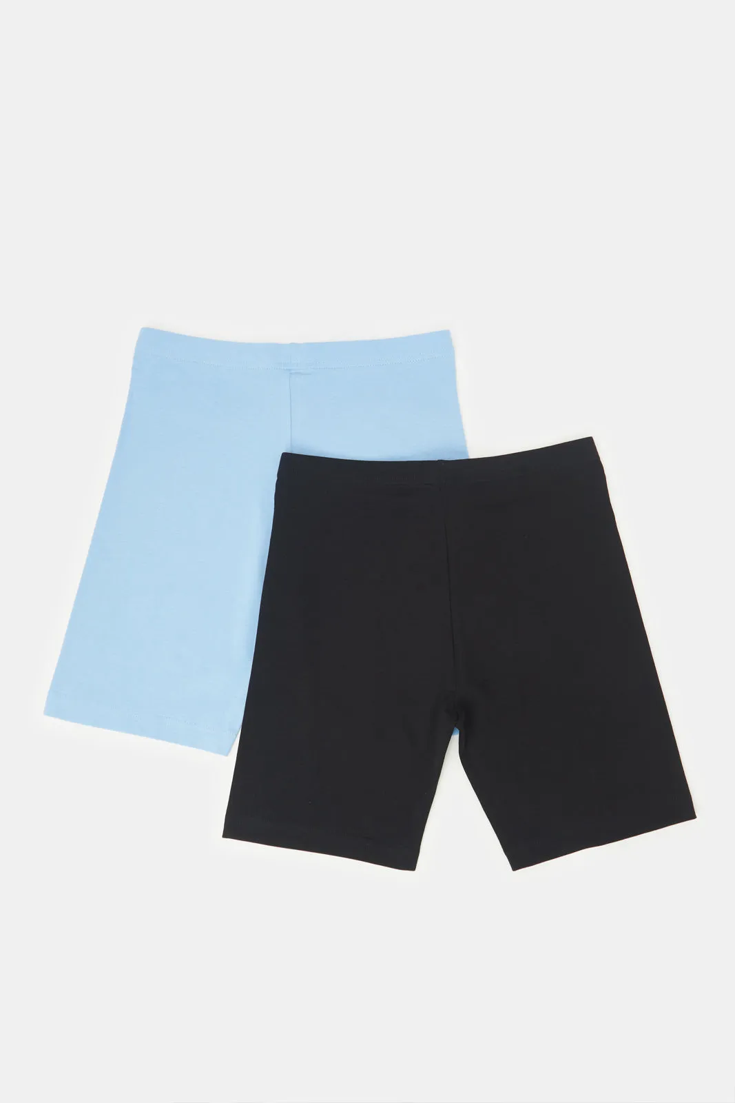 Senior Girls Black And Blue Cycling Shorts (Pack of 2)