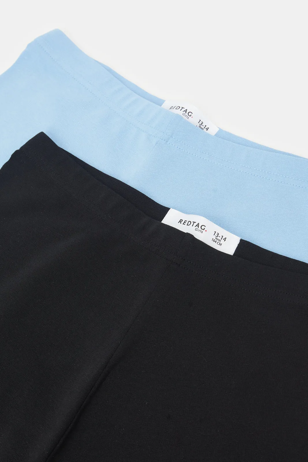 Senior Girls Black And Blue Cycling Shorts (Pack of 2)