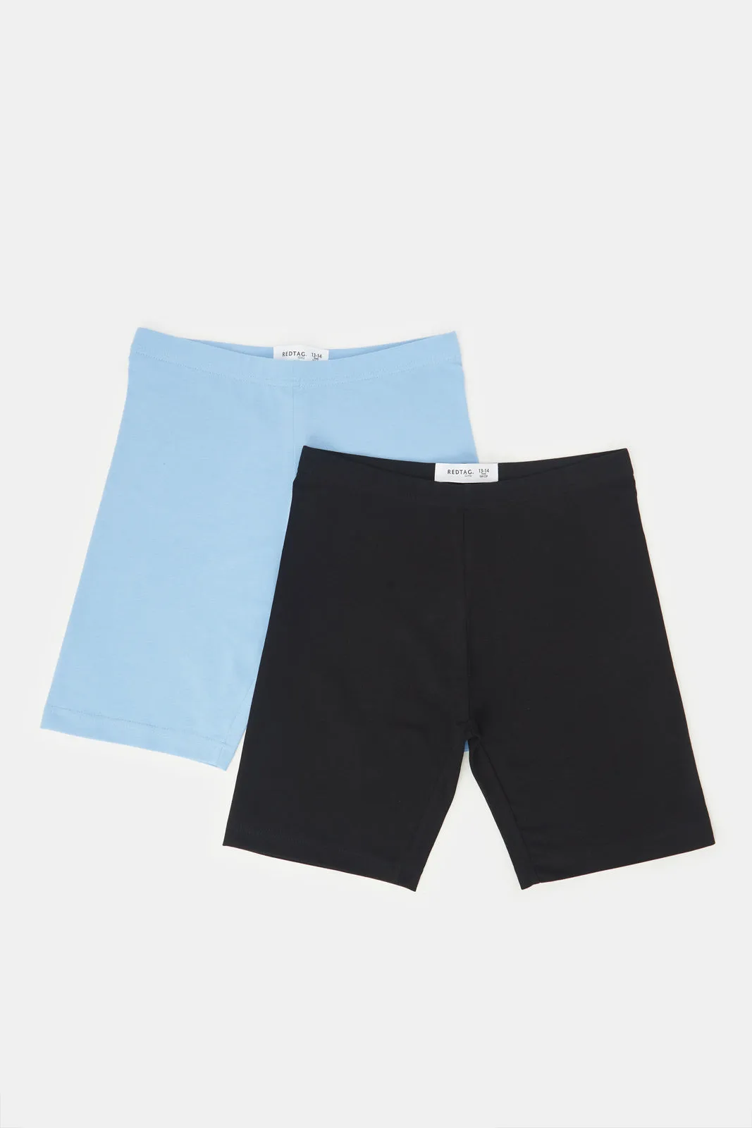 Senior Girls Black And Blue Cycling Shorts (Pack of 2)