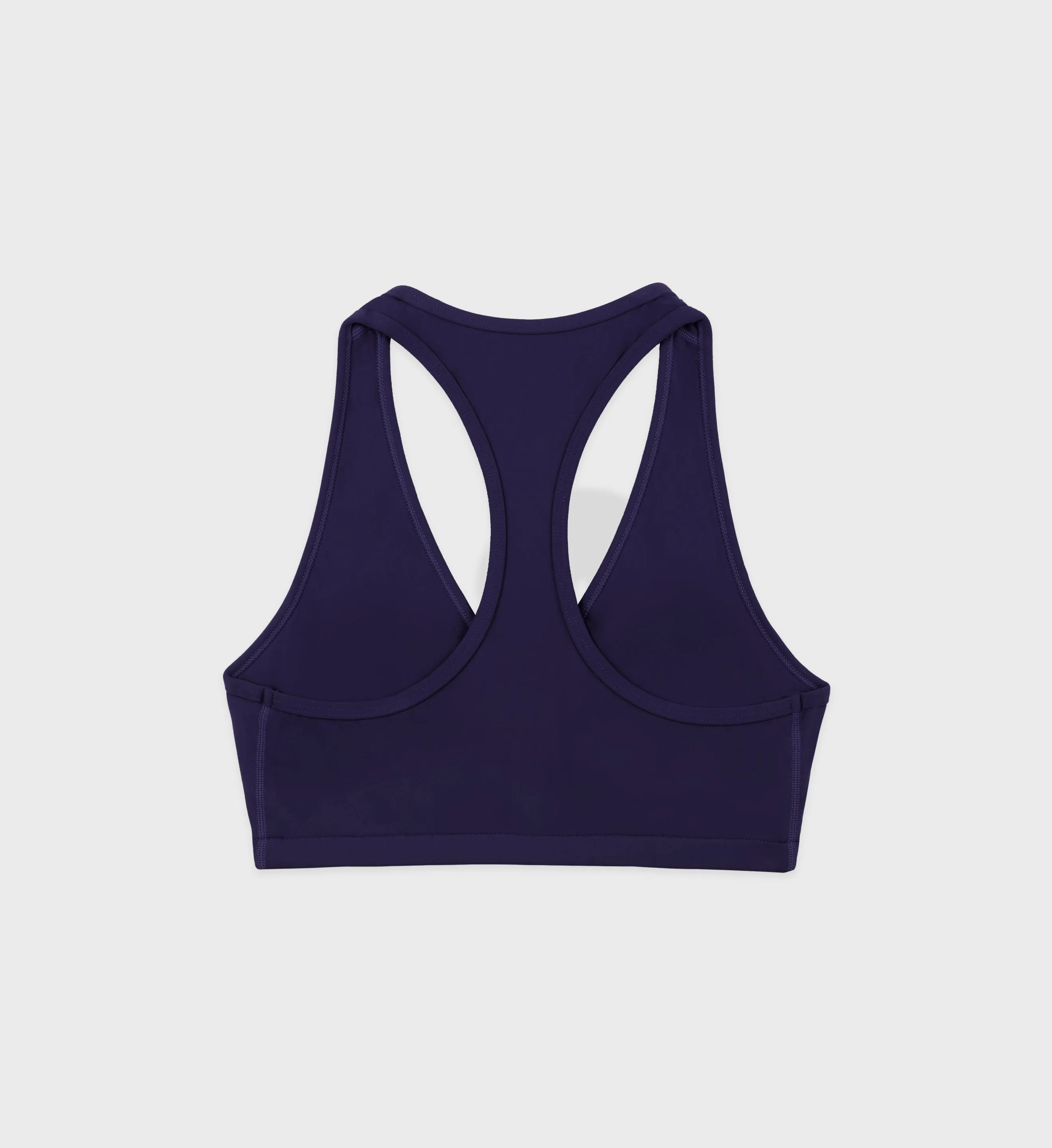 Serif Logo V-Neck Sports Bra - Navy/White