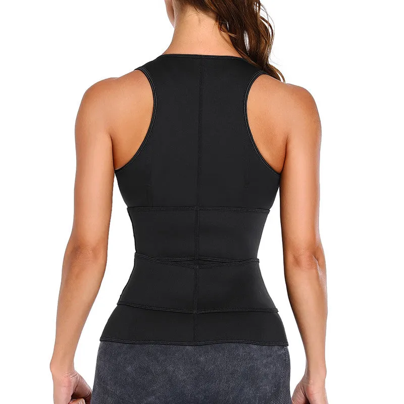 Sexy Ladie's Zippered Double Belts Waist Corset For Weight Loss Workout