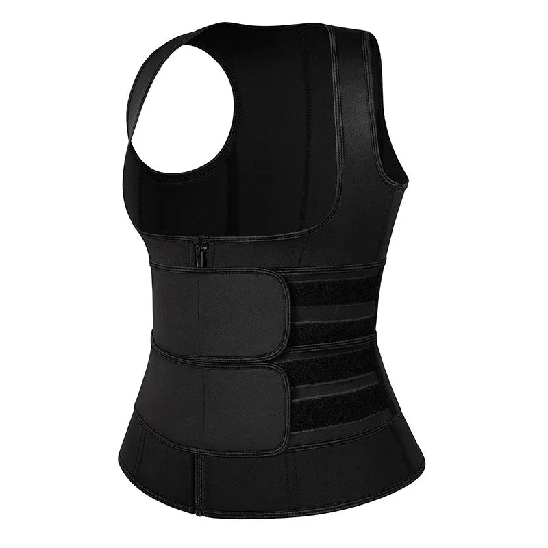 Sexy Ladie's Zippered Double Belts Waist Corset For Weight Loss Workout