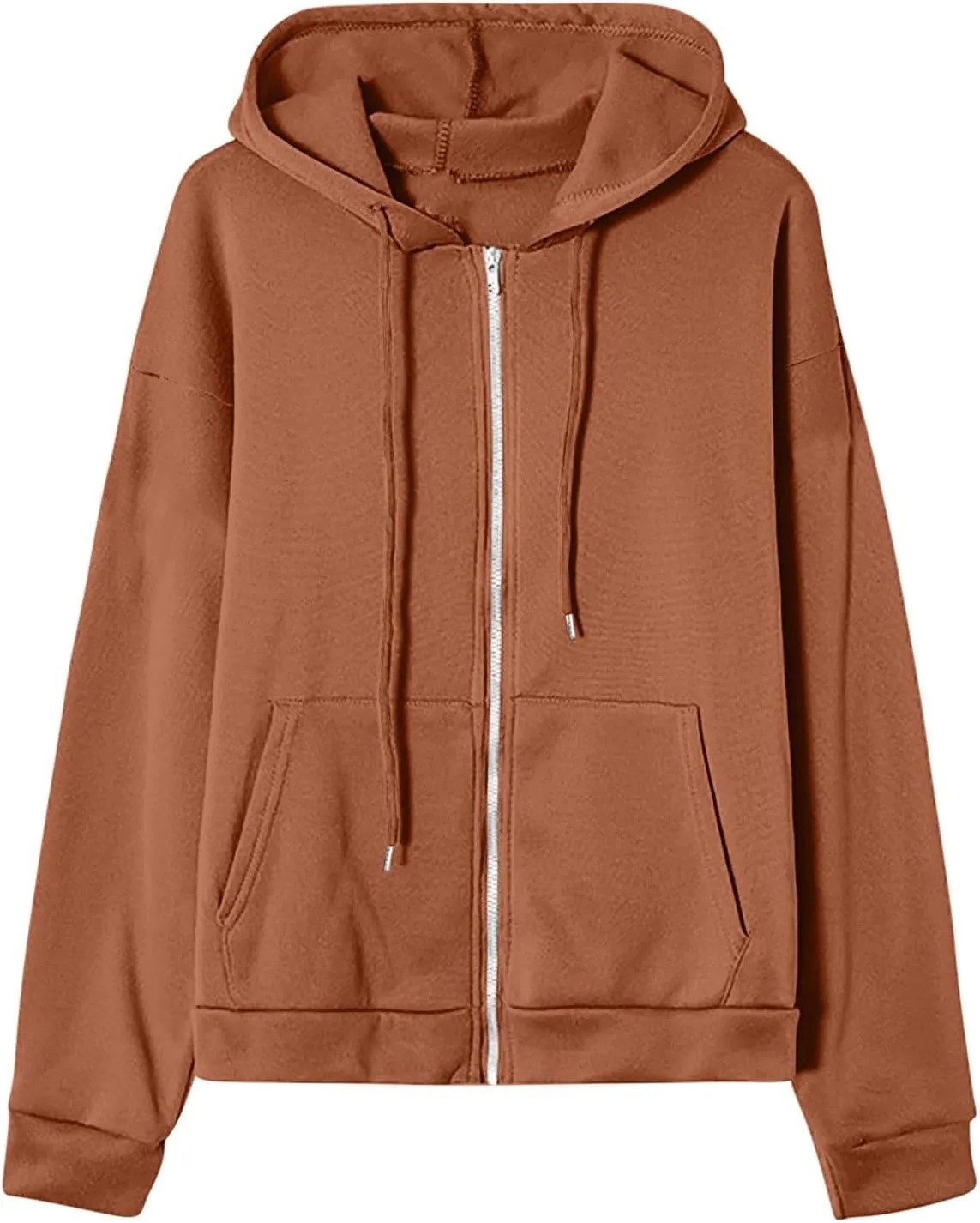 SHAOBGE Womens Zip Up Hoodies Long Sleeve Fall Oversized Sweatshirts Fleece Y2K Jacket with Pockets 2024 Fashion Clothes