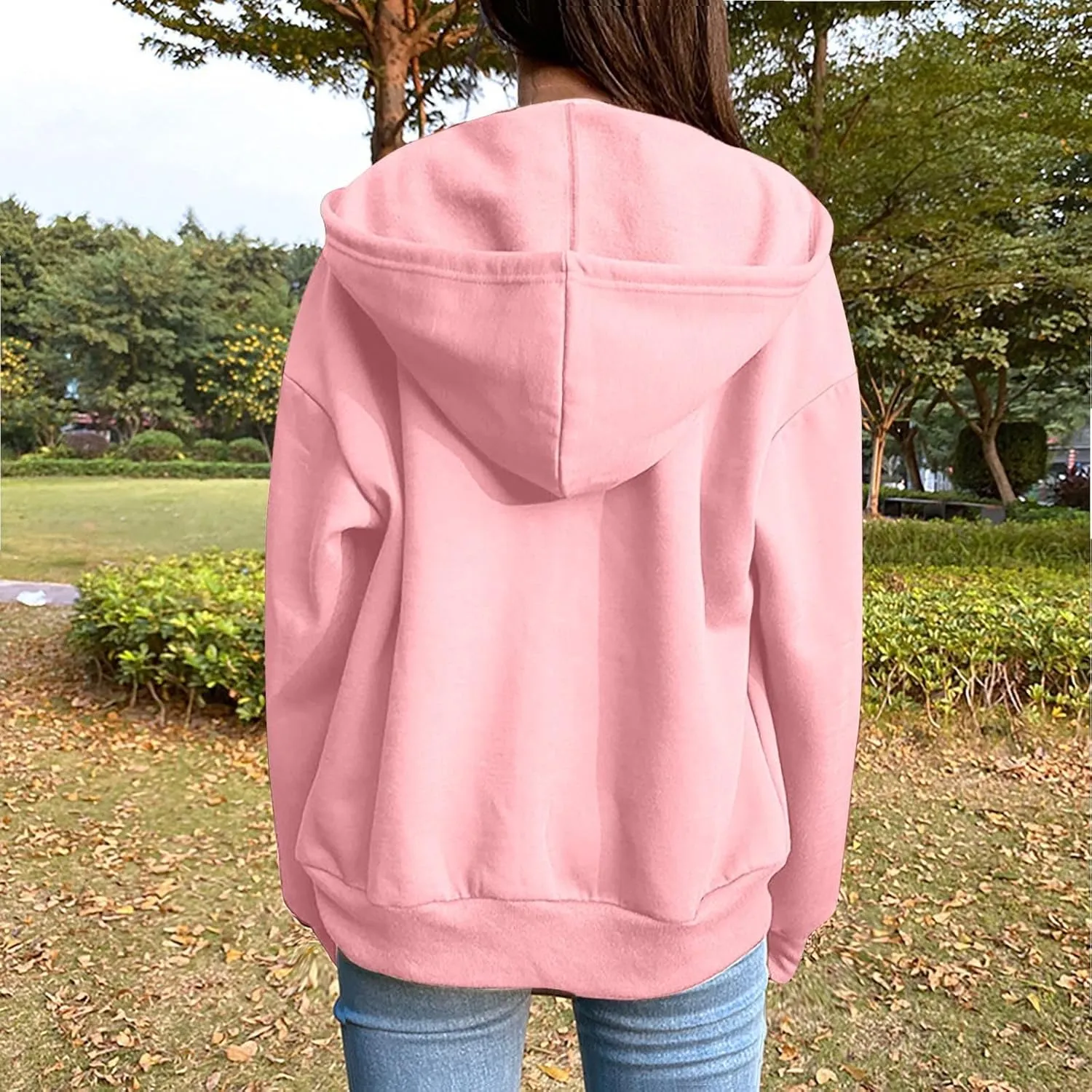 SHAOBGE Womens Zip Up Hoodies Long Sleeve Fall Oversized Sweatshirts Fleece Y2K Jacket with Pockets 2024 Fashion Clothes