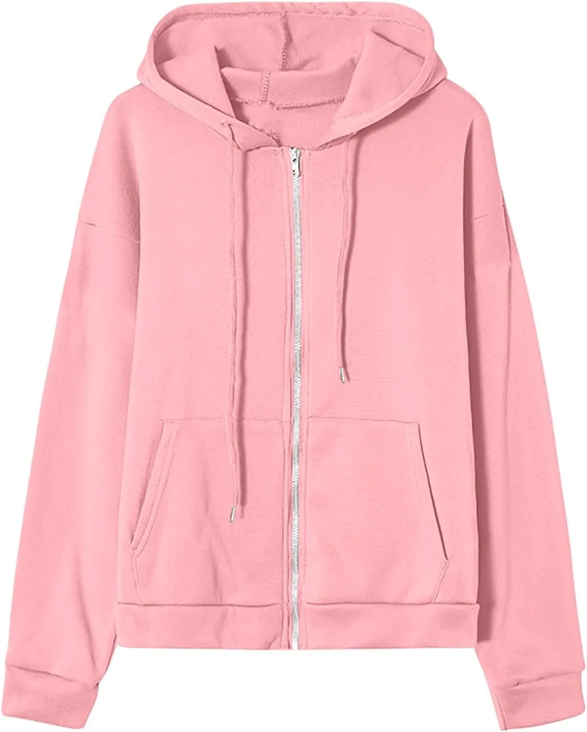 SHAOBGE Womens Zip Up Hoodies Long Sleeve Fall Oversized Sweatshirts Fleece Y2K Jacket with Pockets 2024 Fashion Clothes