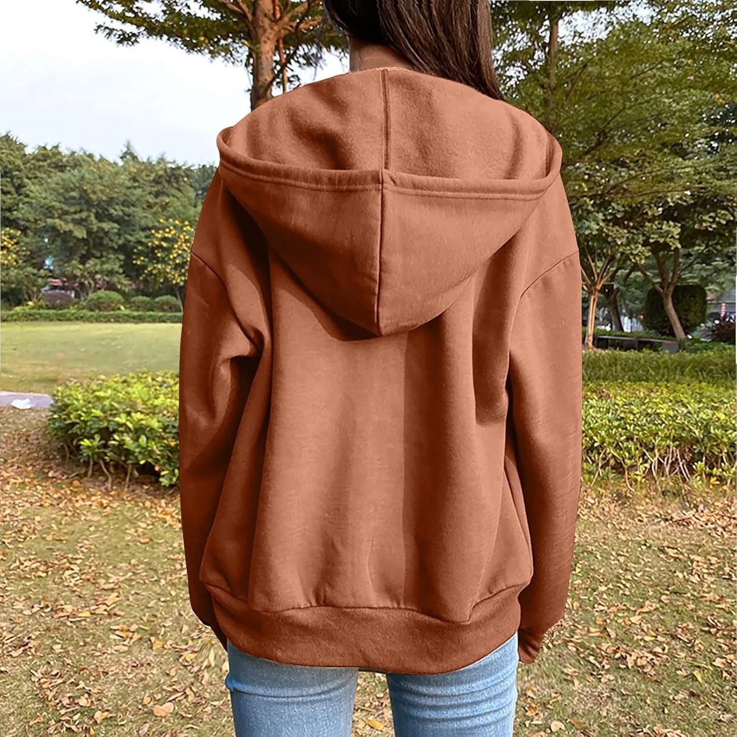 SHAOBGE Womens Zip Up Hoodies Long Sleeve Fall Oversized Sweatshirts Fleece Y2K Jacket with Pockets 2024 Fashion Clothes