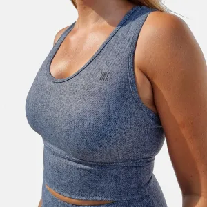 Shedid Grey Denim Sports Bra
