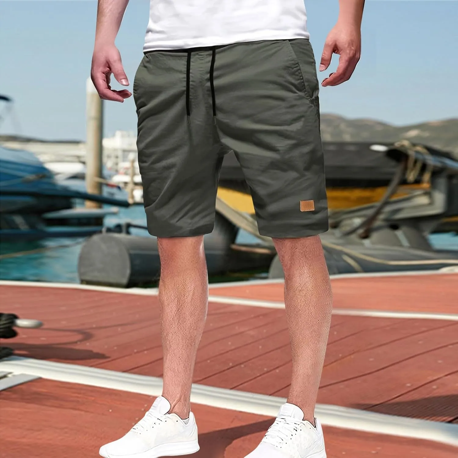 Shorts for Men Casual Drawstring Running Elastic Waist Slim Short with Pockets