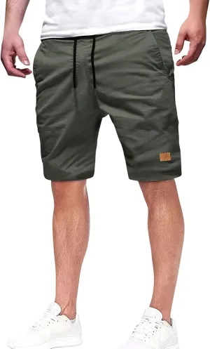 Shorts for Men Casual Drawstring Running Elastic Waist Slim Short with Pockets