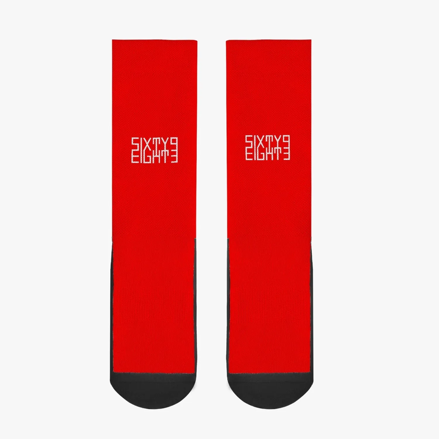 Sixty Eight 93 Logo White Red Reinforced Sports Socks