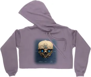 Skull Face Concept Art Women's Cropped Fleece Hoodie - Unique Graphic Cropped Hoodie for Women