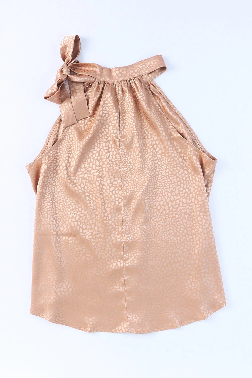 Sleeveless Tie Mock Neck Tank Top