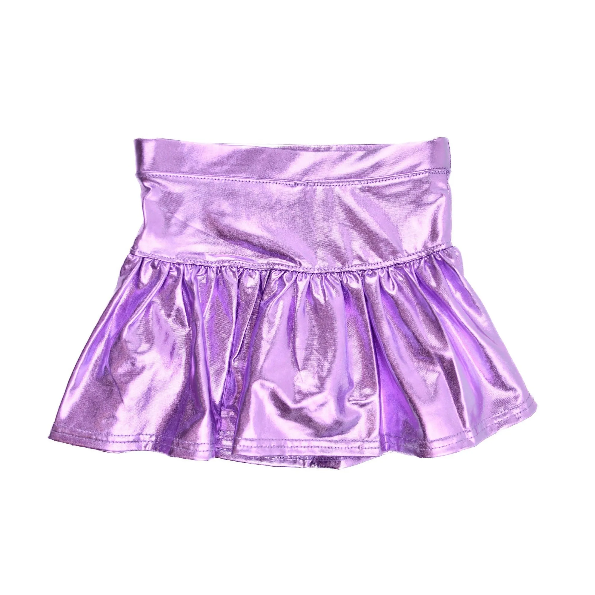 Slick Metallic Gathered Skort - Lavender