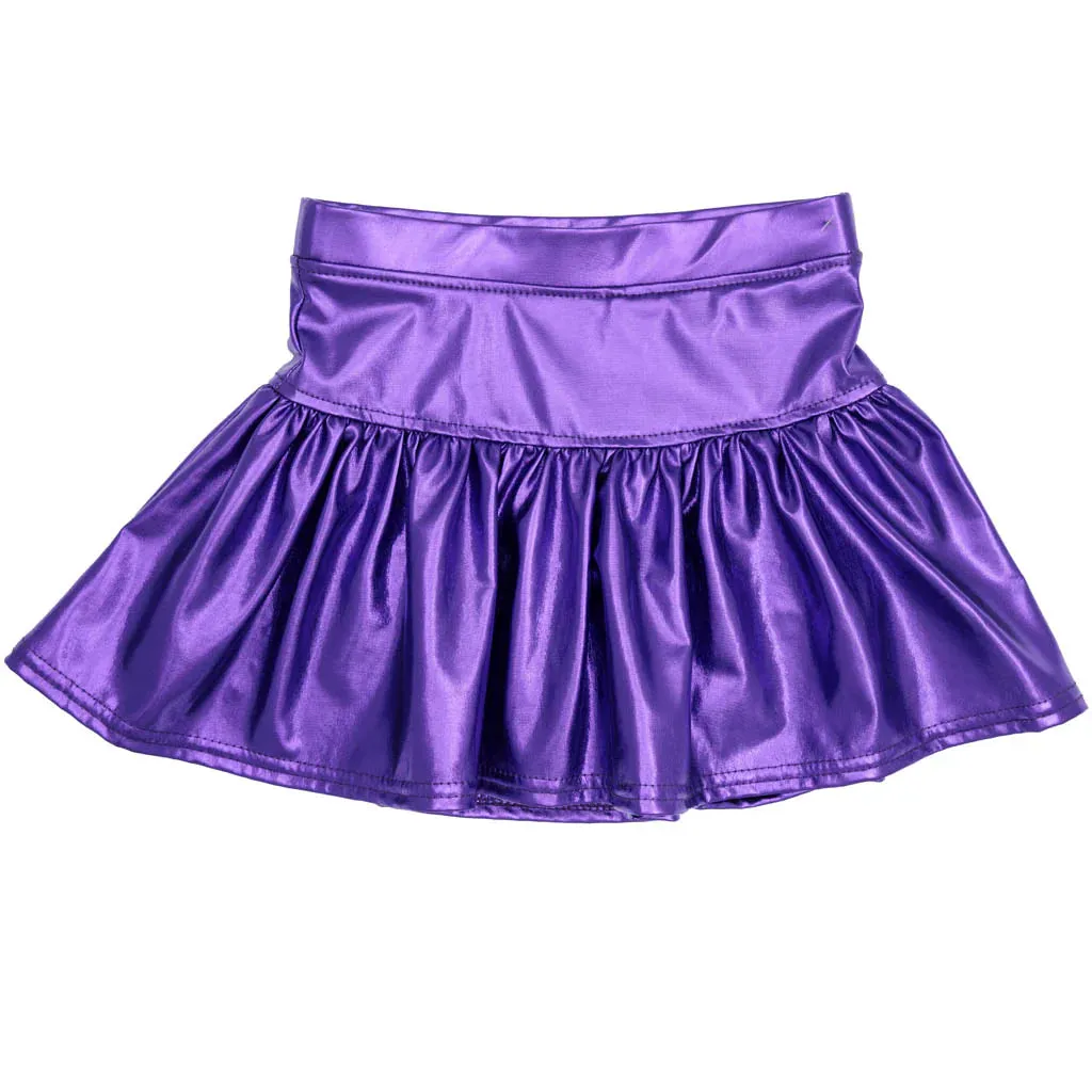 Slick Metallic Gathered Skort - Purple