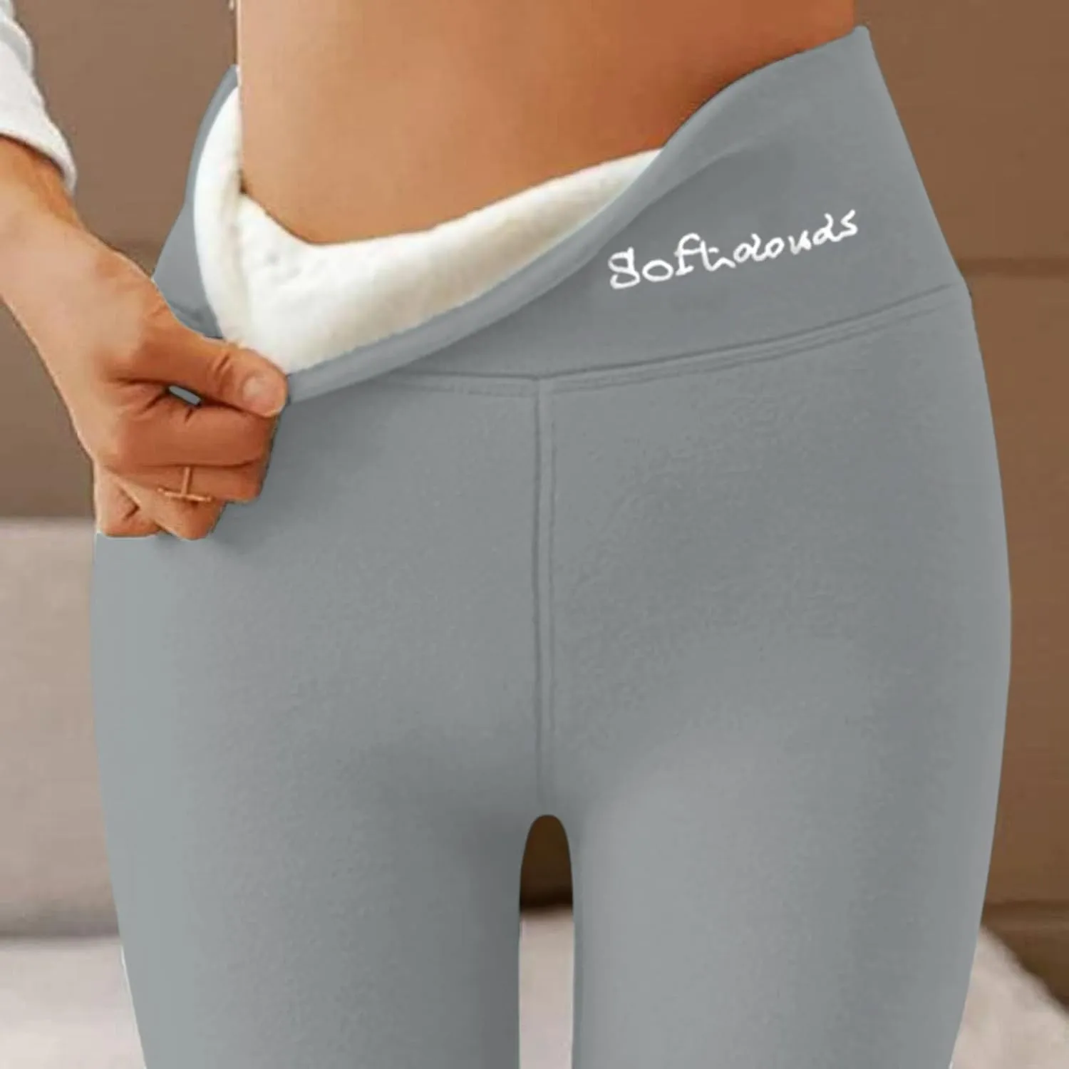 Soft Clouds Fleece Leggings Womens Winter High Waist Ultra Thermal Leggings Comfy Yoga Leggings Sherpa Pants