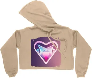Space Heart Women's Cropped Fleece Hoodie - Galaxy Cropped Hoodie for Women - Graphic Hooded Sweatshirt
