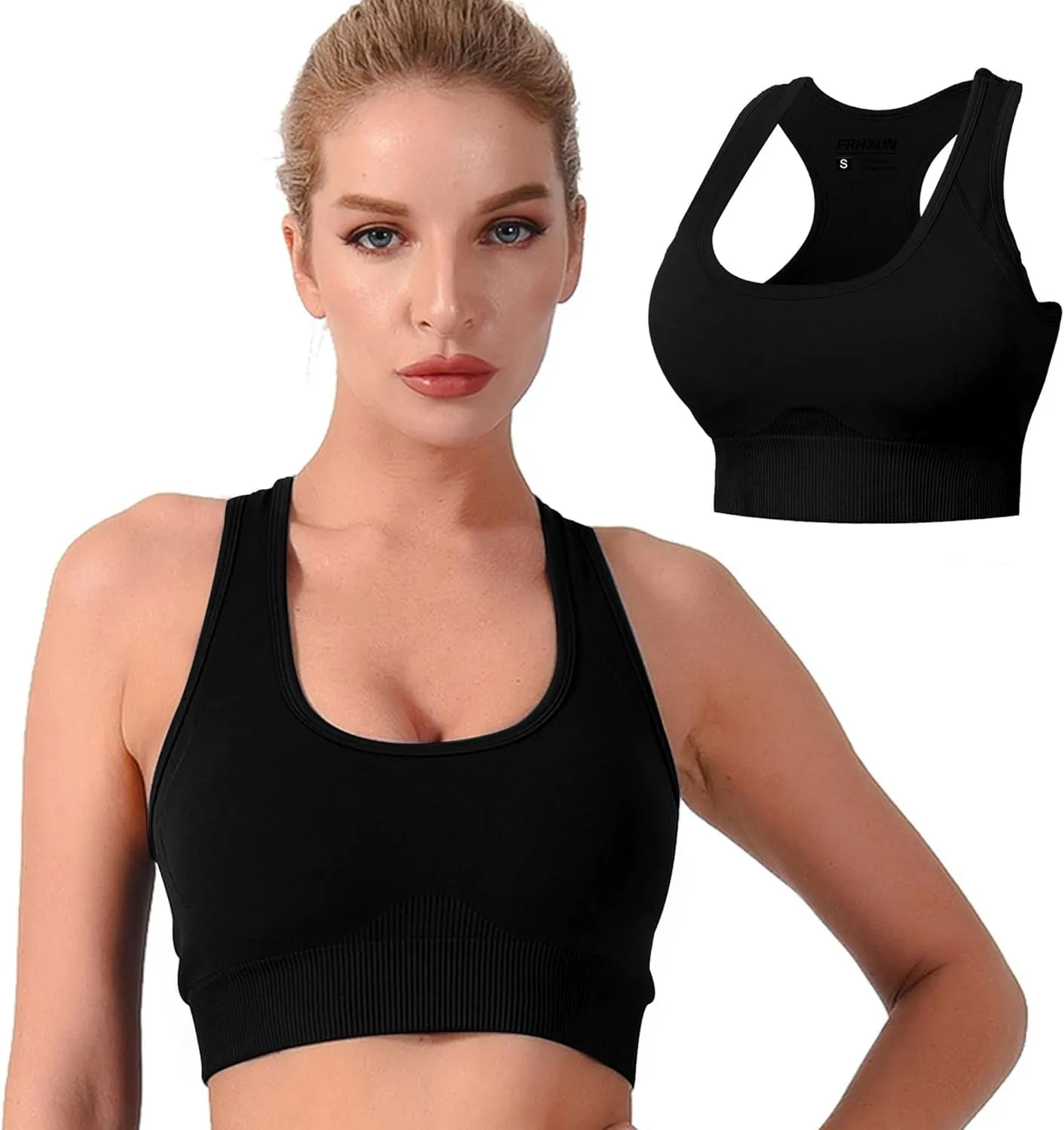Sports Bras for Women High Support, Seamless Padded Racerback Sports Bras for Yoga Gym Running and Workout