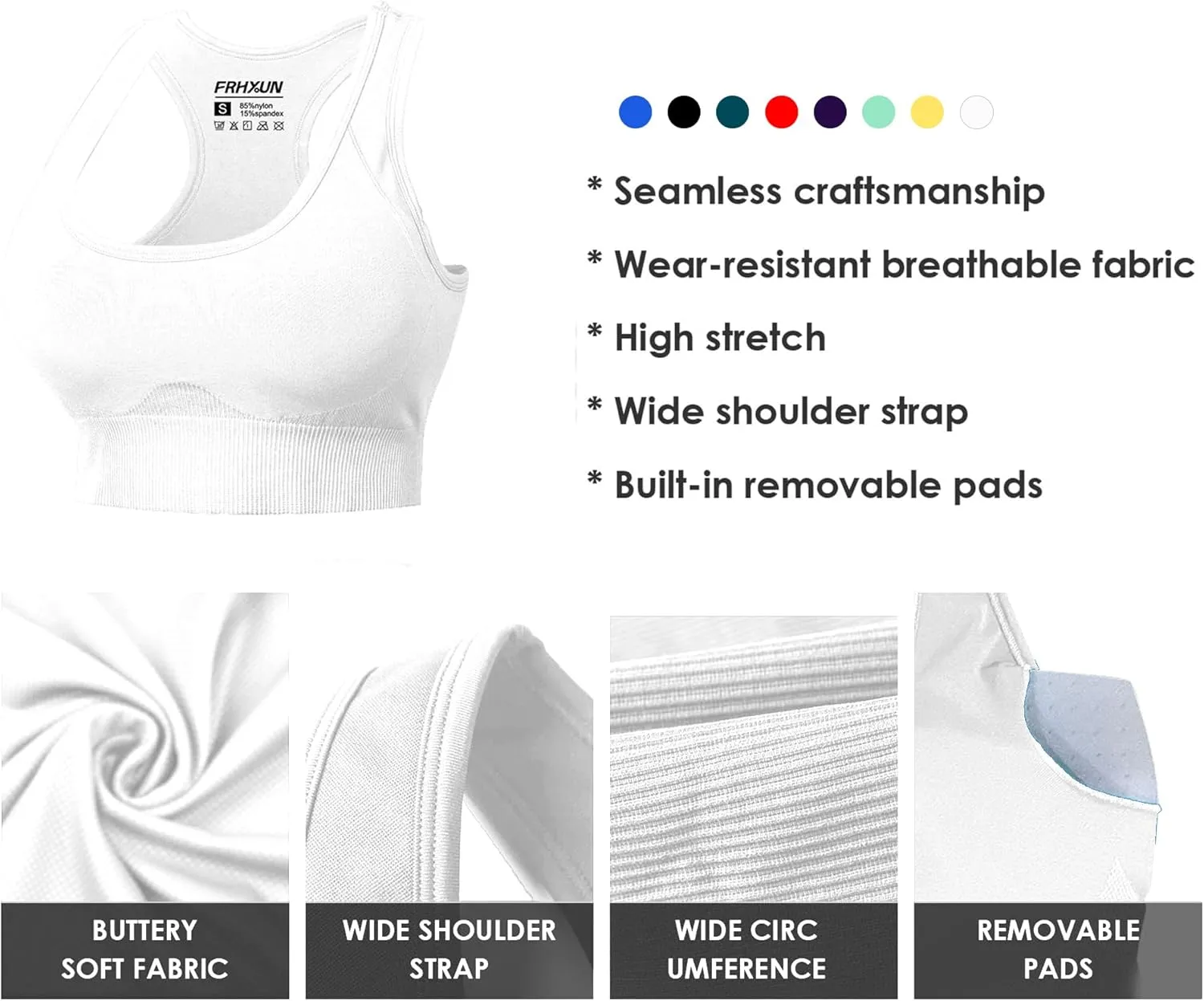 Sports Bras for Women High Support, Seamless Padded Racerback Sports Bras for Yoga Gym Running and Workout