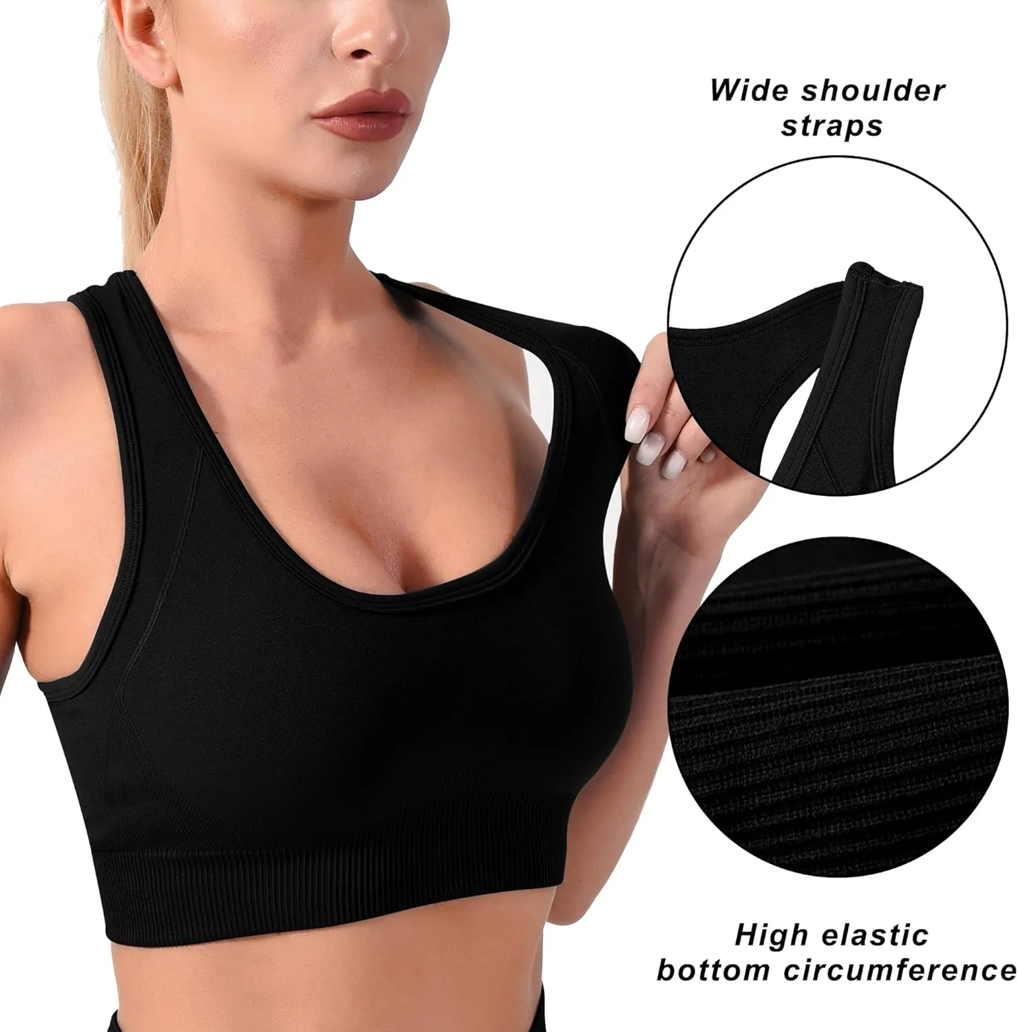 Sports Bras for Women High Support, Seamless Padded Racerback Sports Bras for Yoga Gym Running and Workout