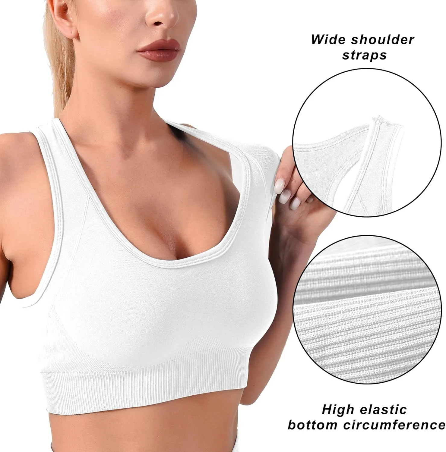 Sports Bras for Women High Support, Seamless Padded Racerback Sports Bras for Yoga Gym Running and Workout