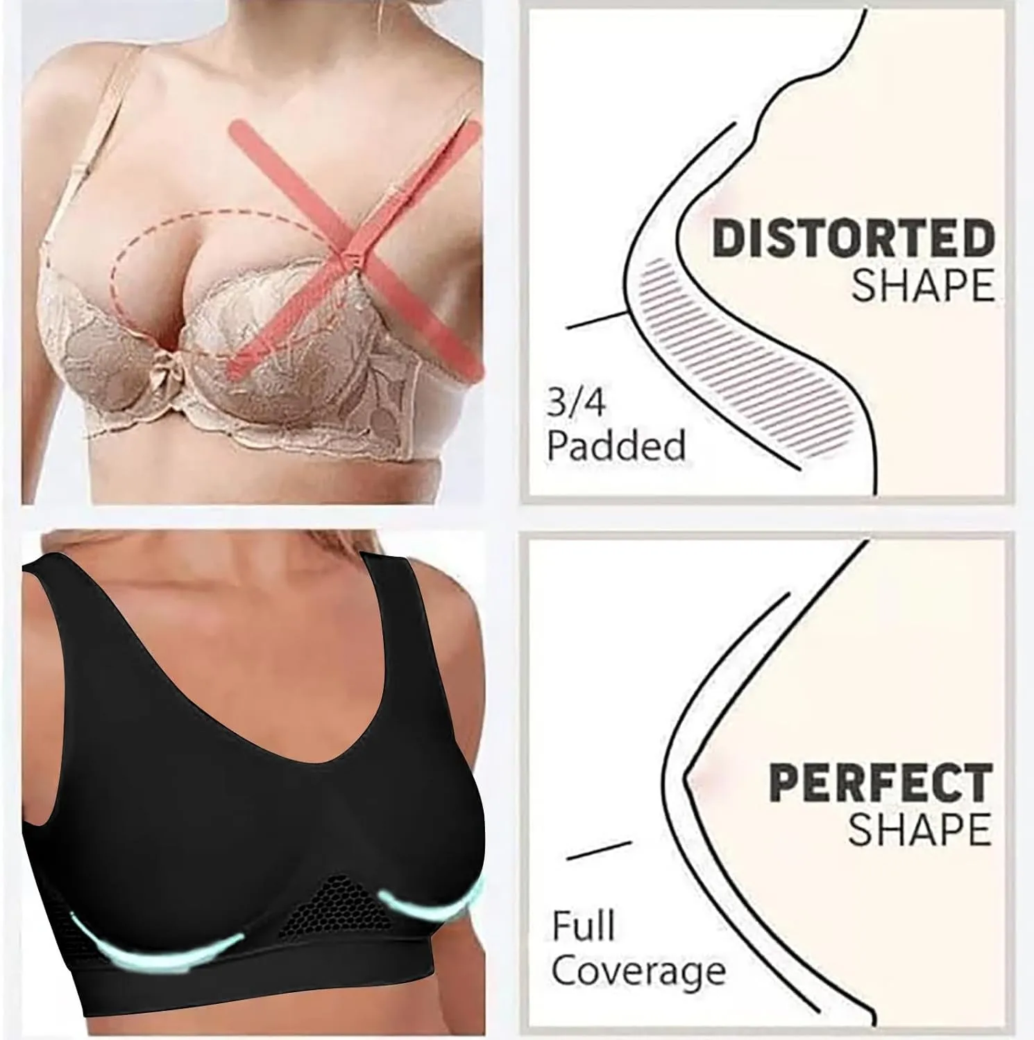 Sports Bras for Women No Underwire Seamless Comfortable Yoga Bra Breathable Push Up Bra Everyday Bra