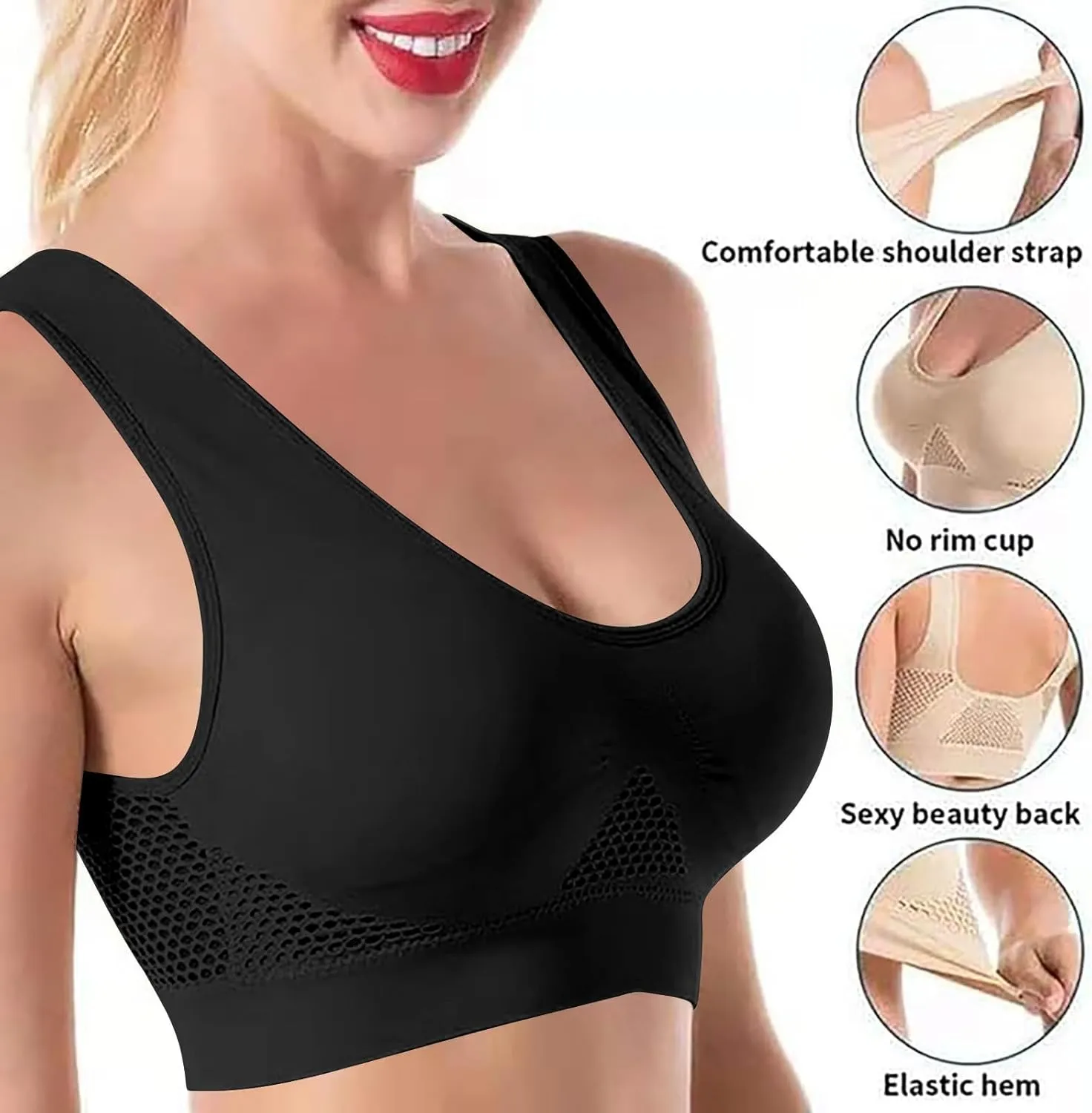 Sports Bras for Women No Underwire Seamless Comfortable Yoga Bra Breathable Push Up Bra Everyday Bra