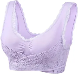 Sports Bras Women No Underwire Bra Front Cross Side Buckle Lace Bras Full Coverage Smoothing Bra Comfy Corset Bra