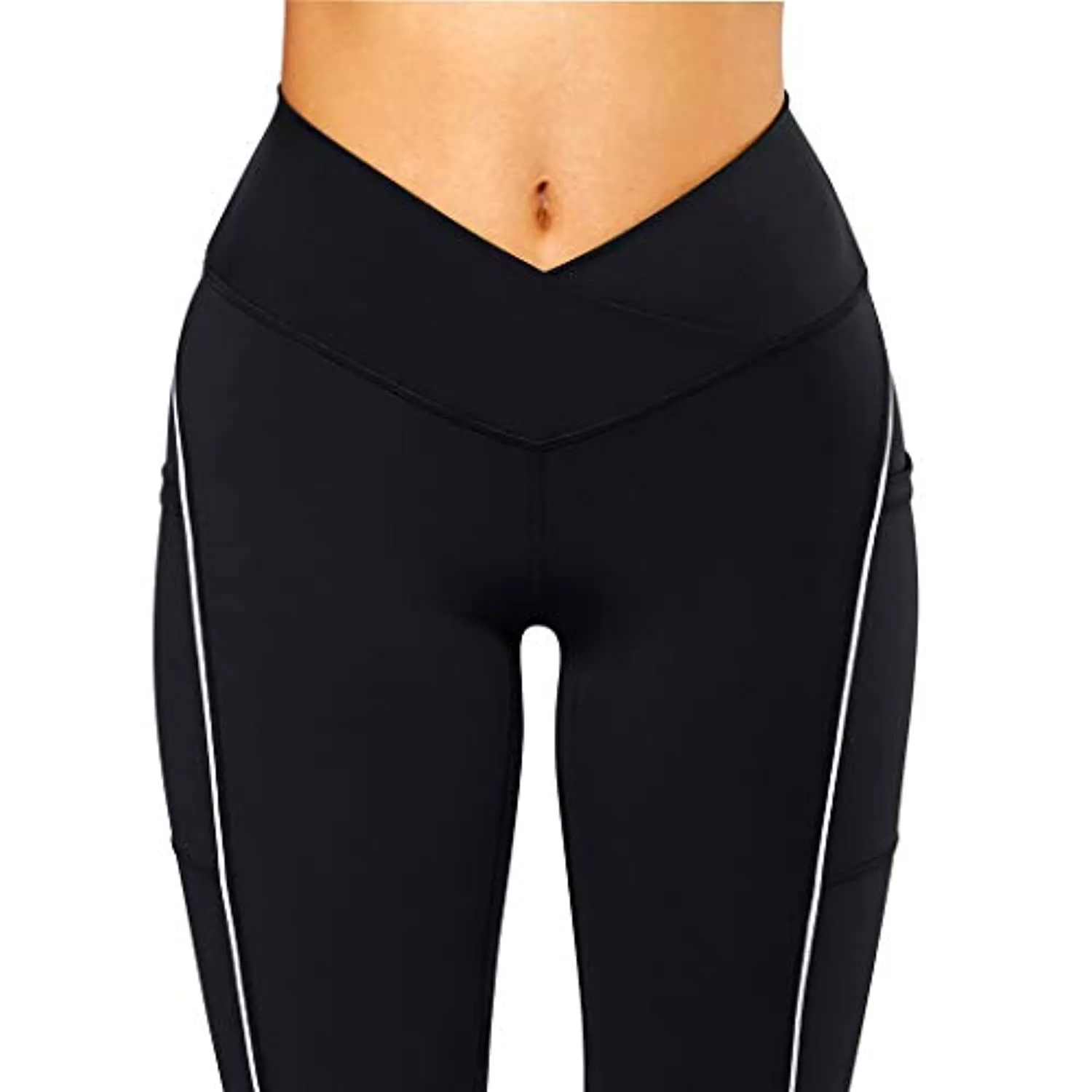SUUKSESS Women Reflective High Waisted Running Leggings with Pockets Yoga Pants