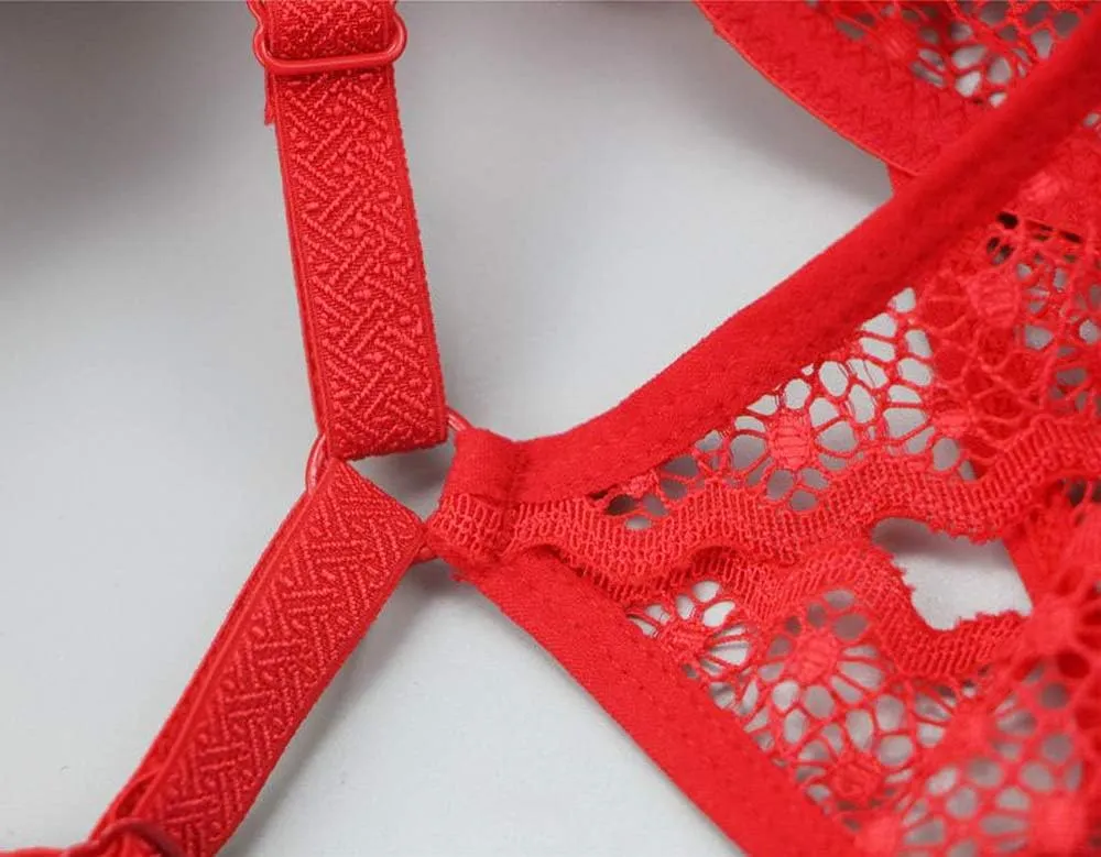 Swbreety Women's Bra and Panty Sets Floral Lace Lingerie Cross Back Underwire Push Up Bras