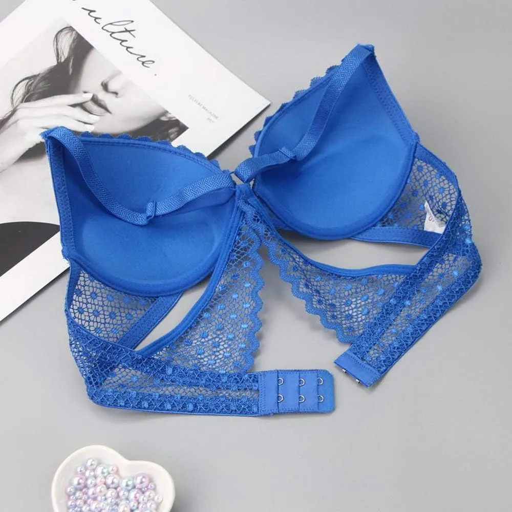 Swbreety Women's Bra and Panty Sets Floral Lace Lingerie Cross Back Underwire Push Up Bras