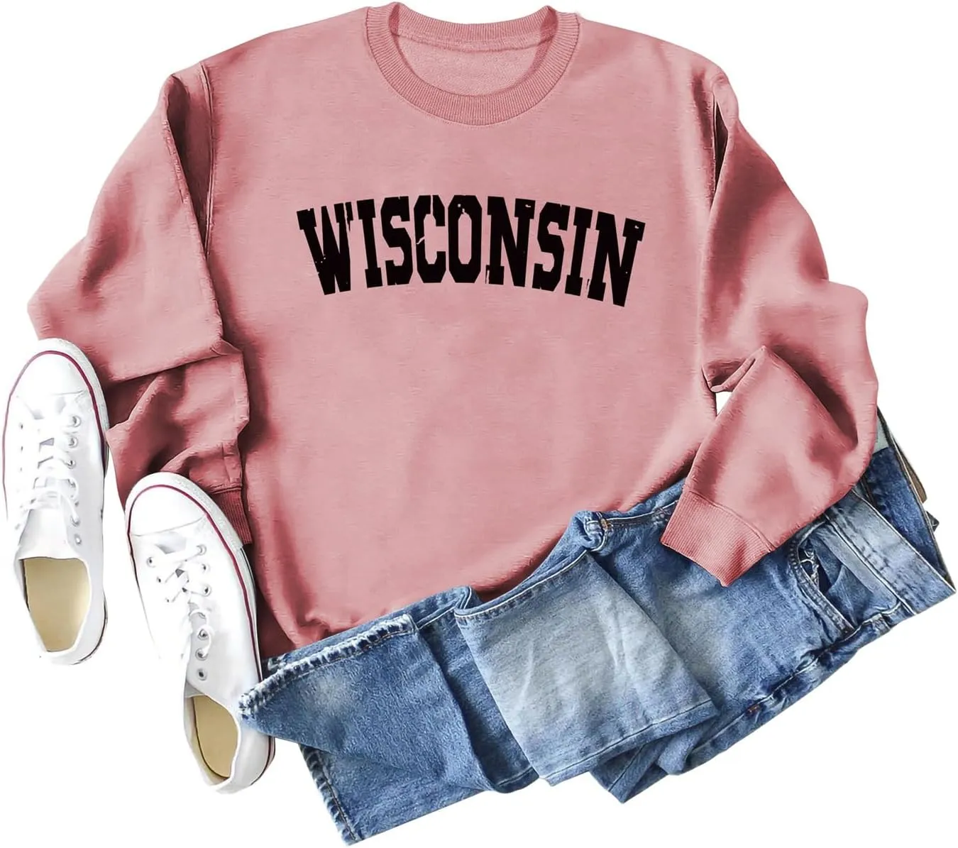 Sweatshirt for Women Wisconsin T-shirts Long Sleeve Shirts Lightweight Pullover Sweaters Oversized Graphic Tees