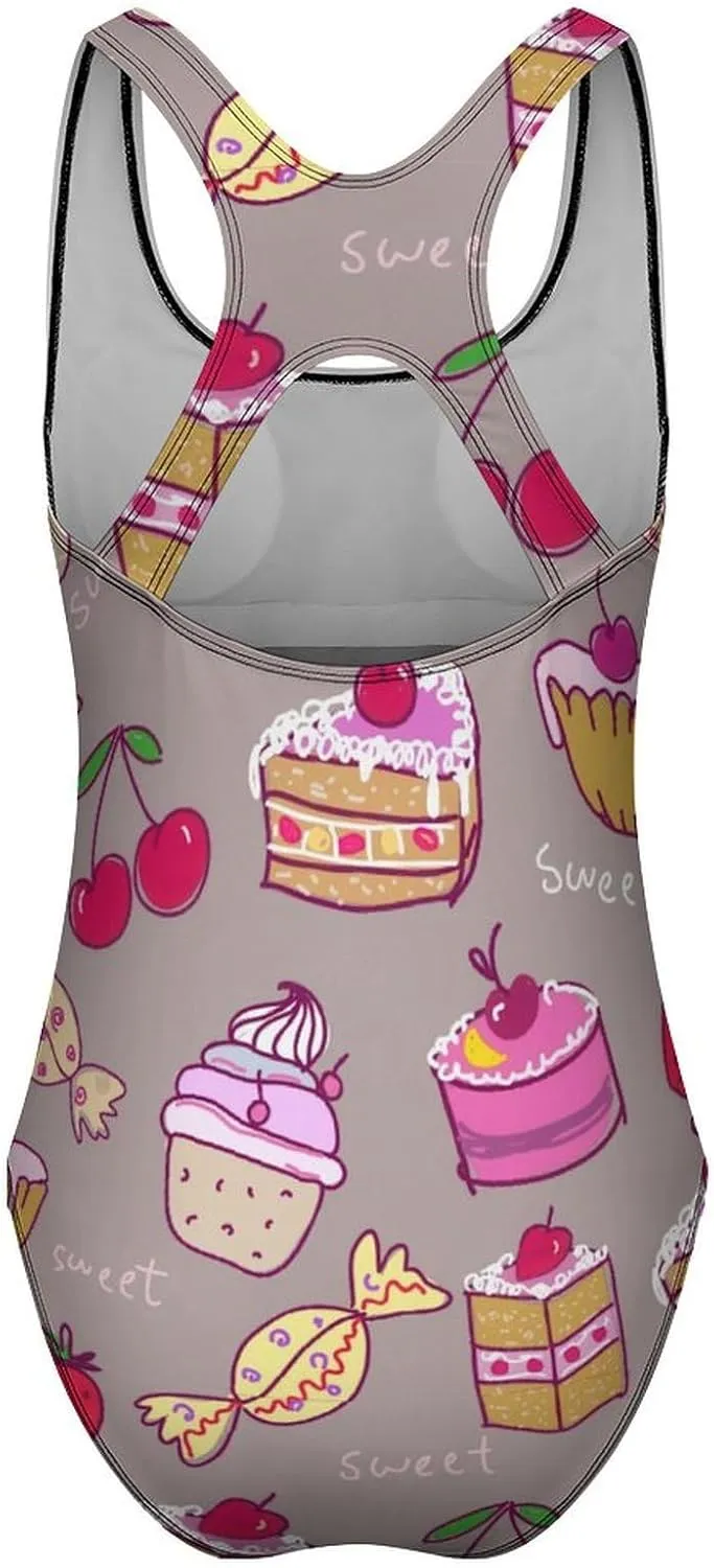 Sweets Cake Women's One Piece Swimsuits Criss Cross Back Scoop Neck Classic Tummy Control Swimsuit
