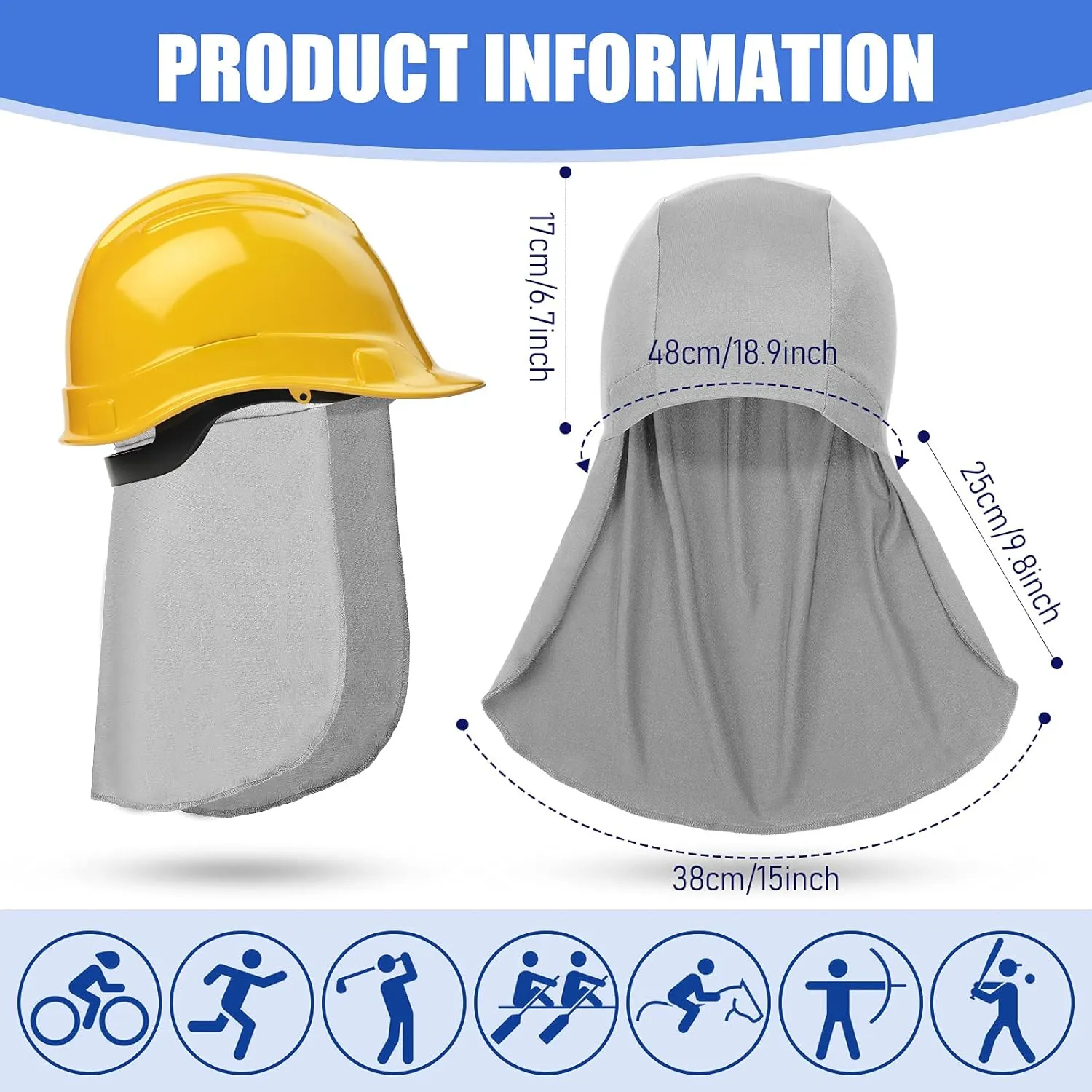 Syhood Helmet Liner with Neck Mask, Cooling Skull Cap Sweat Wicking Cap with Tail Sun Cycling Running Neck Protection Hat