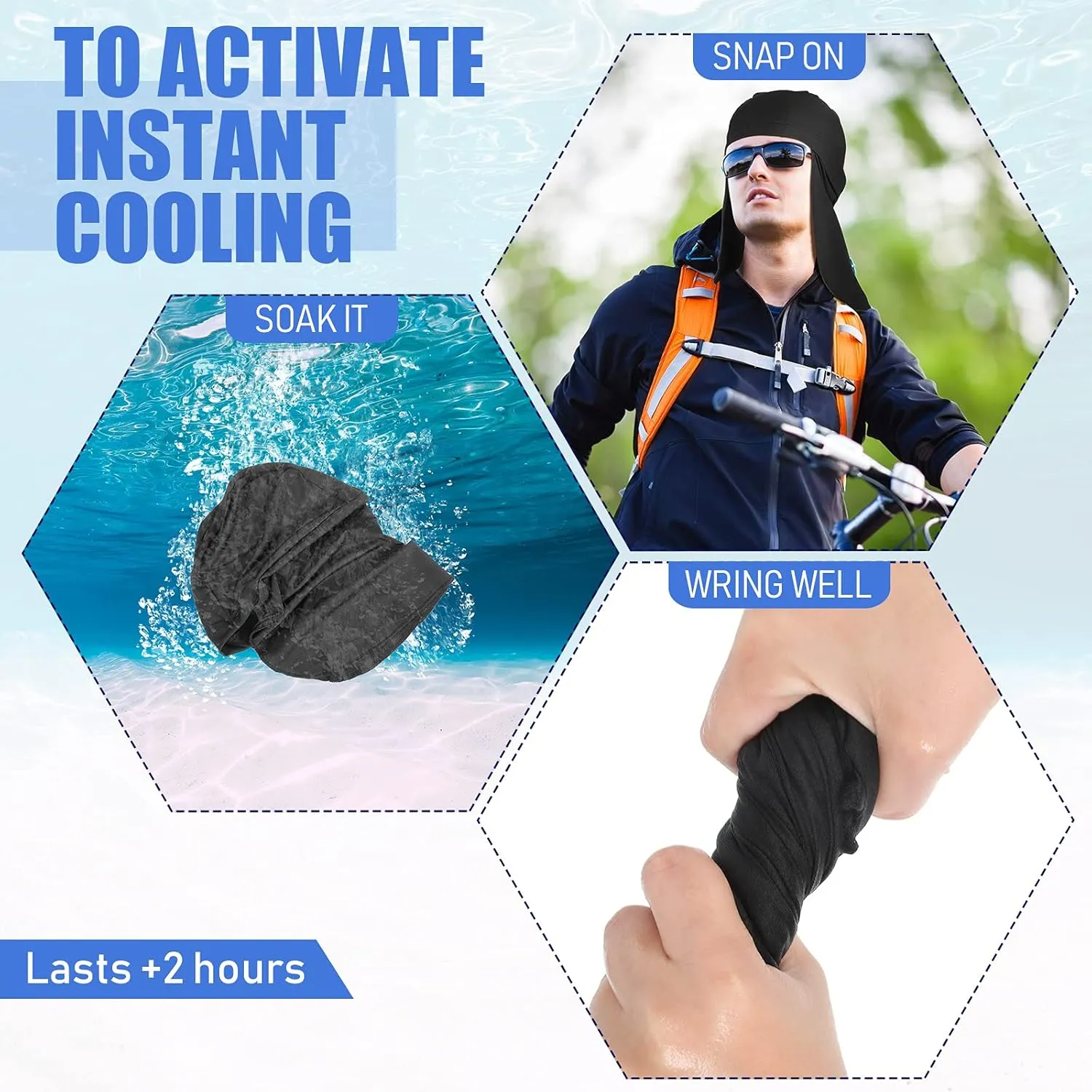 Syhood Helmet Liner with Neck Mask, Cooling Skull Cap Sweat Wicking Cap with Tail Sun Cycling Running Neck Protection Hat