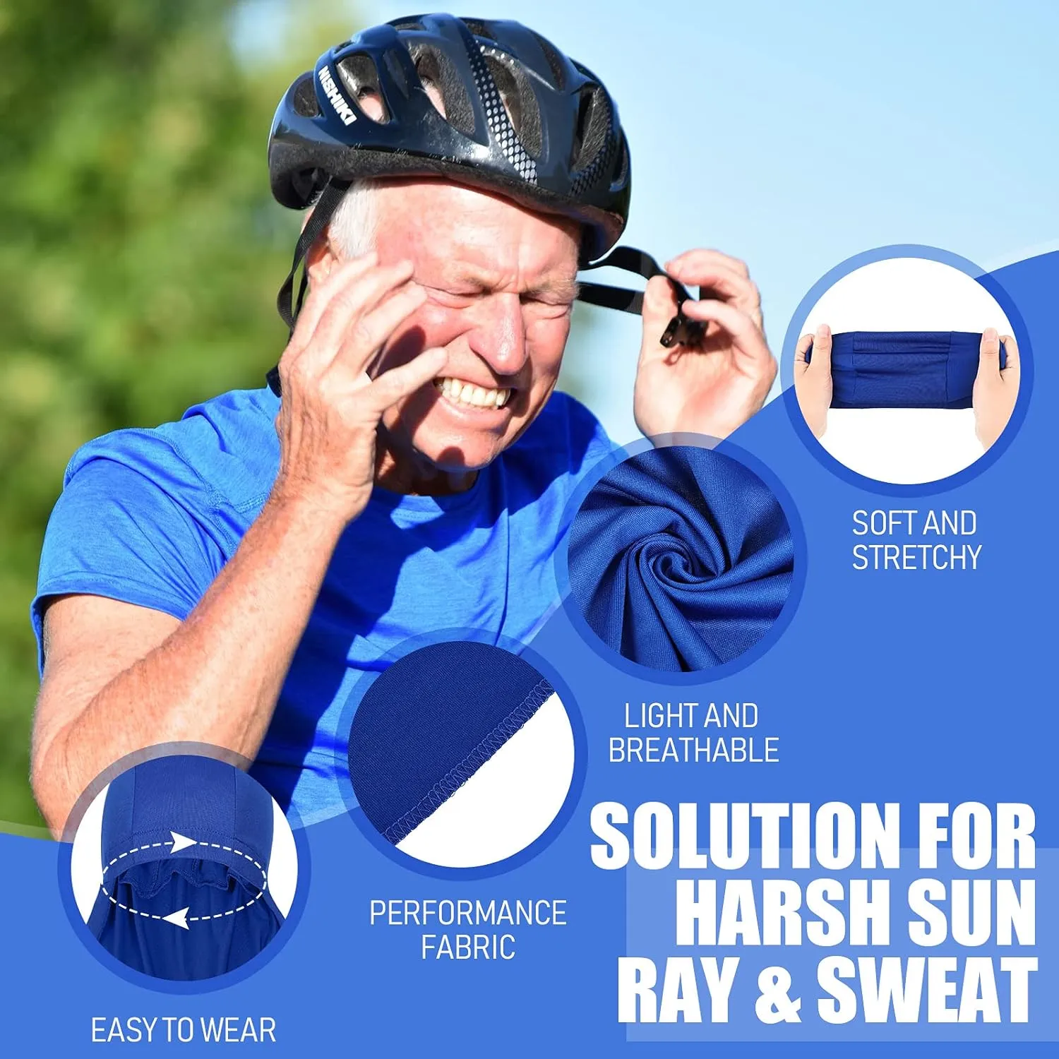Syhood Helmet Liner with Neck Mask, Cooling Skull Cap Sweat Wicking Cap with Tail Sun Cycling Running Neck Protection Hat