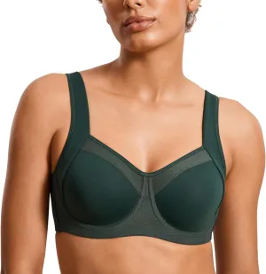 SYROKAN High Impact Sports Bras for Women High Support No Uniboob Underwire Adjustable Cross Back Bra