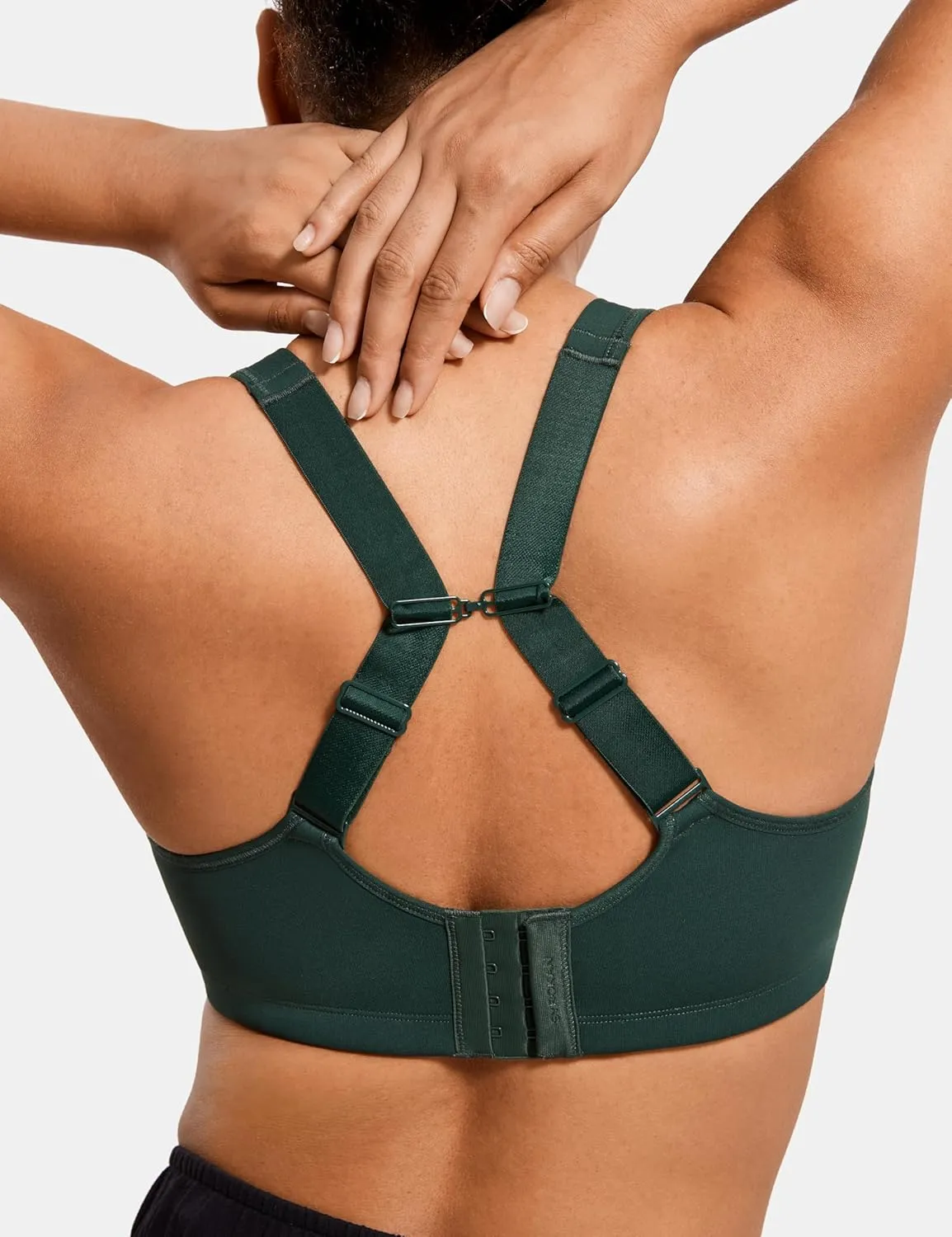 SYROKAN High Impact Sports Bras for Women High Support No Uniboob Underwire Adjustable Cross Back Bra
