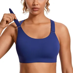 SYROKAN Power On Front Adjustable Criss Cross Back Sports Bra for Women High Impact Wireless Bras