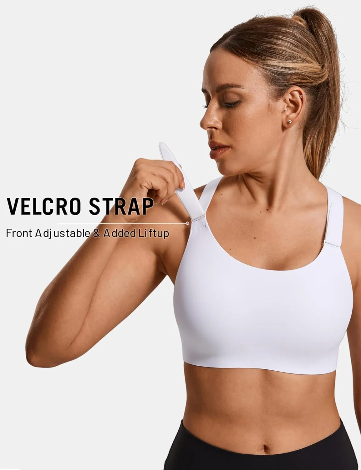 SYROKAN Power On Front Adjustable Criss Cross Back Sports Bra for Women High Impact Wireless Bras