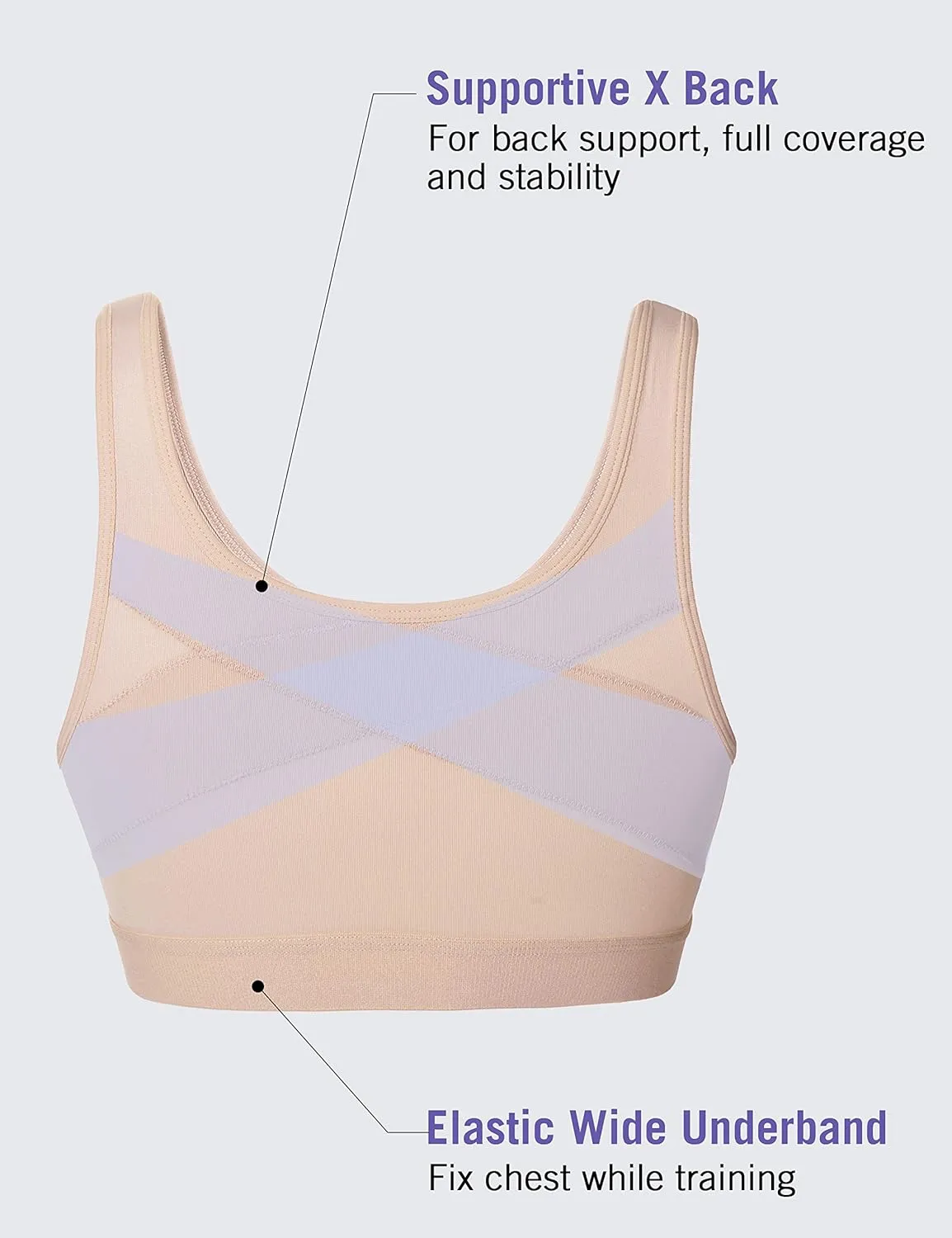 SYROKAN Women's High Impact Wireless Cross Back Support Front Zip Sports Bra