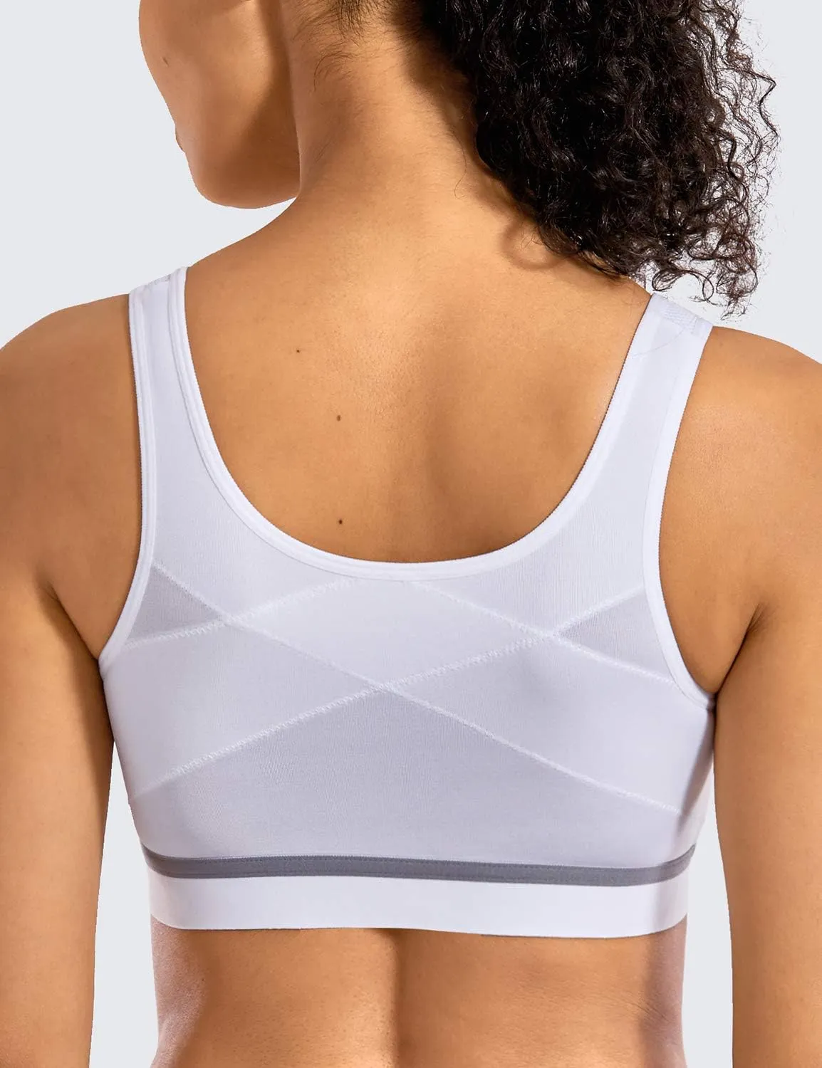 SYROKAN Women's High Impact Wireless Cross Back Support Front Zip Sports Bra