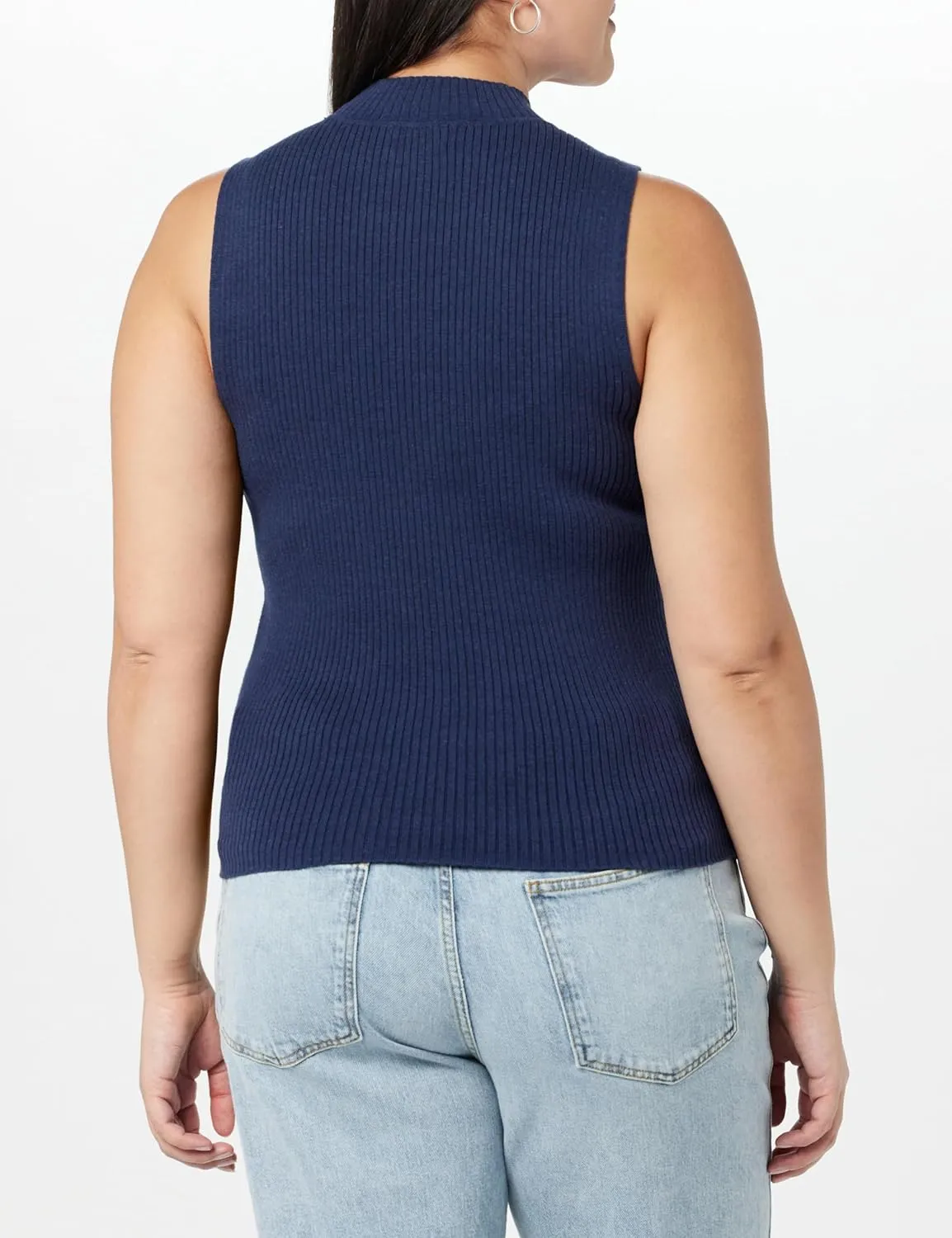 The Drop Women's Karolina Sleeveless Ribbed Mock-Neck Sweater