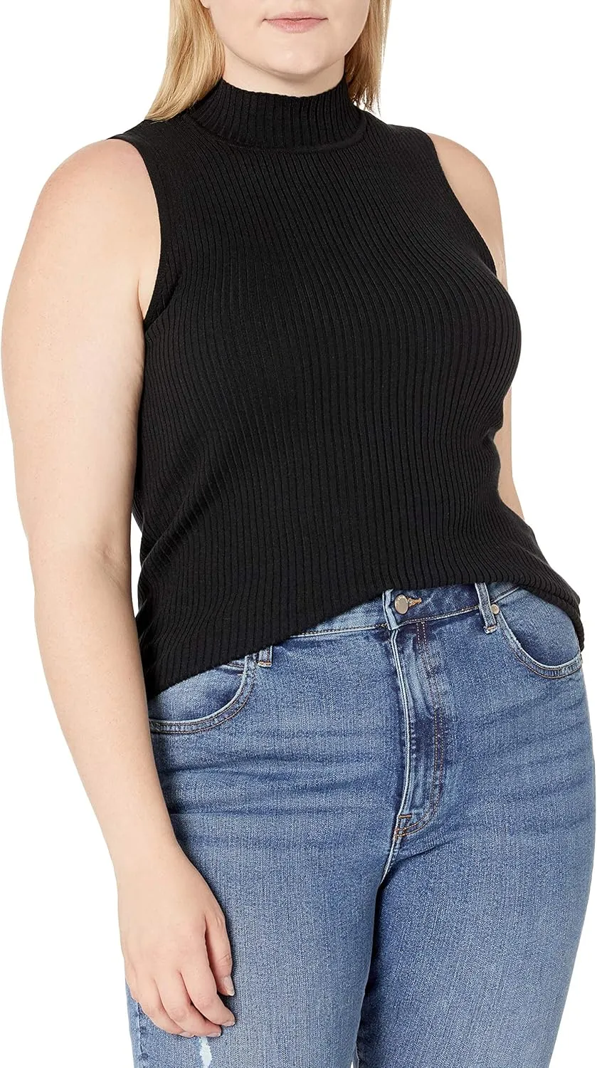 The Drop Women's Karolina Sleeveless Ribbed Mock-Neck Sweater