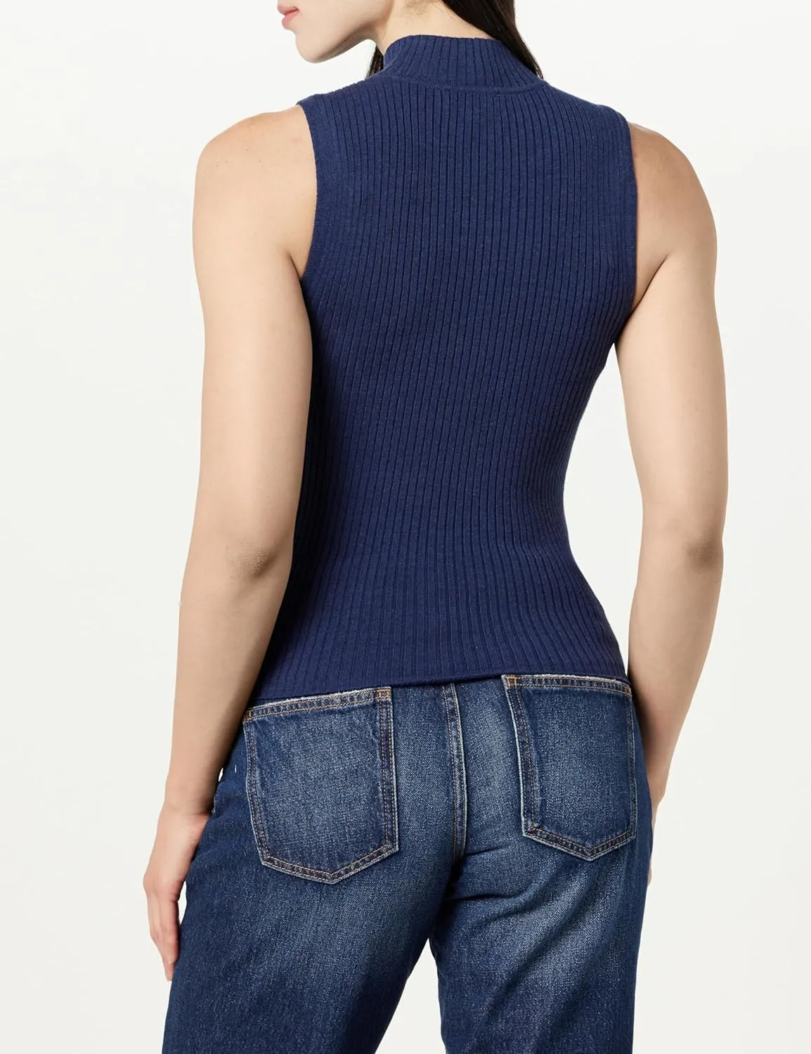 The Drop Women's Karolina Sleeveless Ribbed Mock-Neck Sweater