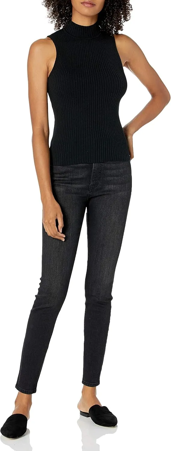 The Drop Women's Karolina Sleeveless Ribbed Mock-Neck Sweater