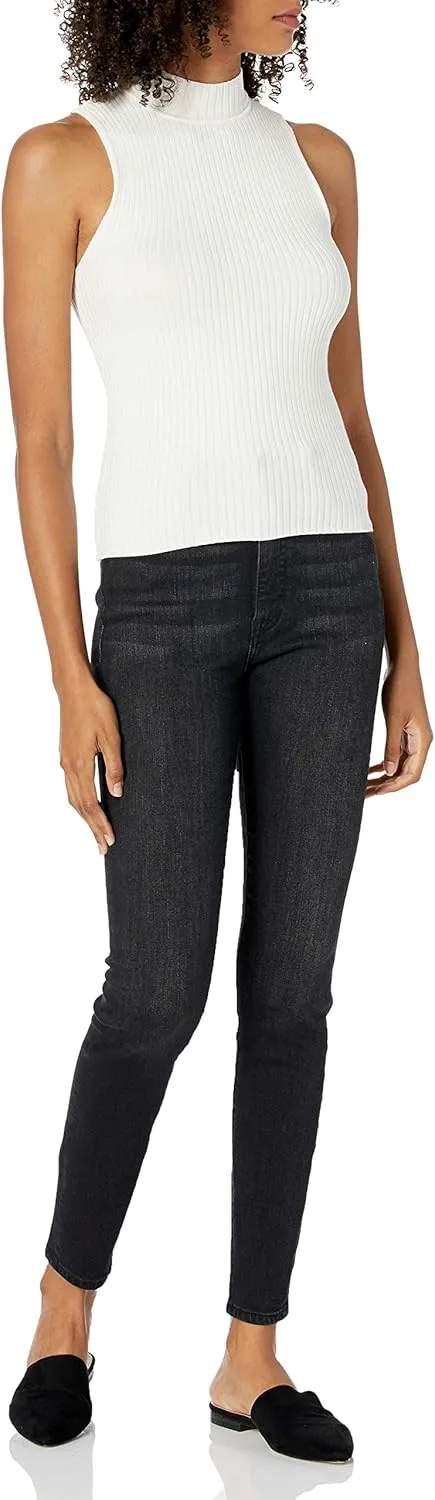 The Drop Women's Karolina Sleeveless Ribbed Mock-Neck Sweater